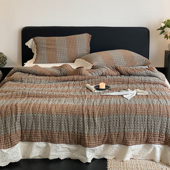 Medvilninė antklodė su dryžių raštu, prancūziško stiliaus, svoris virš 3000 g, tinkama visiems metų laikams.