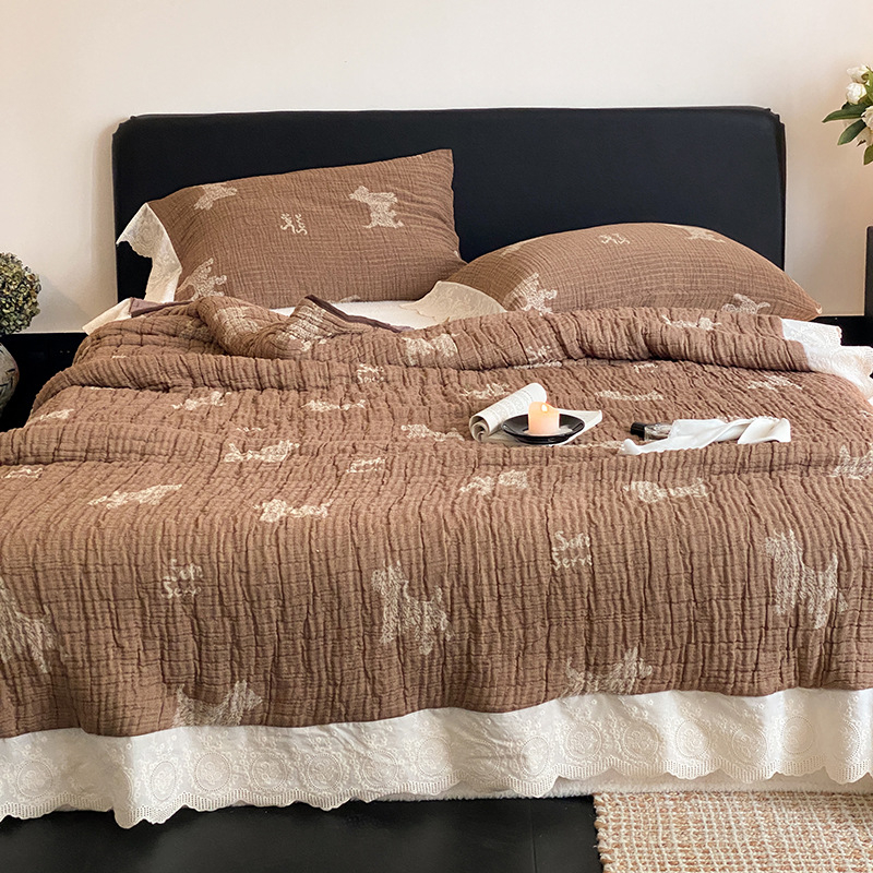 Medvilninė antklodė su dryžių raštu, prancūziško stiliaus, svoris virš 3000 g, tinkama visiems metų laikams.