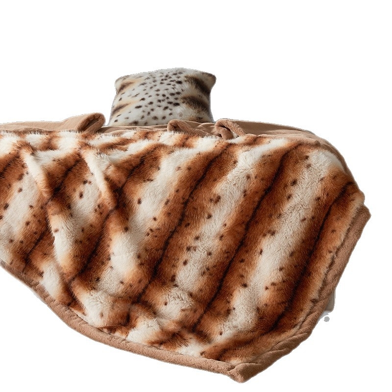 Poliesterio antklodė su imitacija kailio, dryžių raštas, svoris iki 300 g, žiemai, prekės ženklas Poetry xiao yue silk