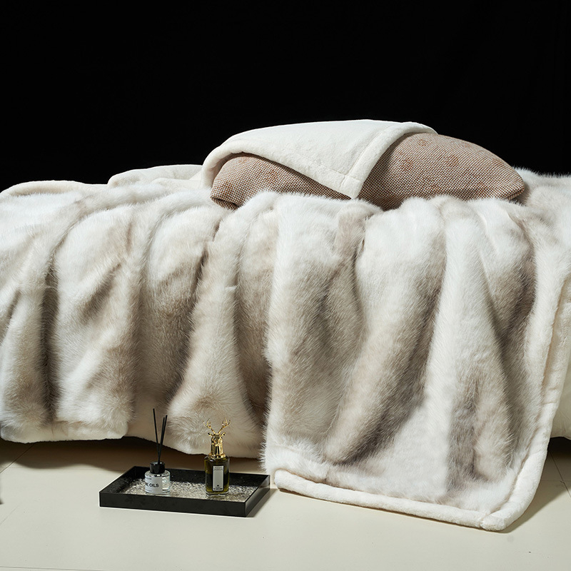 Poliesterio antklodė su imitacija kailio, dryžių raštas, svoris iki 300 g, žiemai, prekės ženklas Poetry xiao yue silk