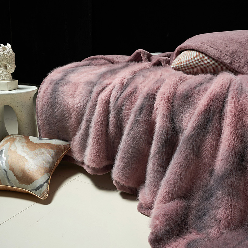 Poliesterio antklodė su imitacija kailio, dryžių raštas, svoris iki 300 g, žiemai, prekės ženklas Poetry xiao yue silk