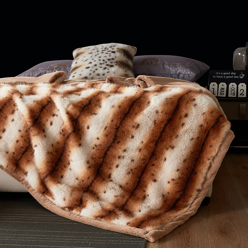 Poliesterio antklodė su imitacija kailio, dryžių raštas, svoris iki 300 g, žiemai, prekės ženklas Poetry xiao yue silk