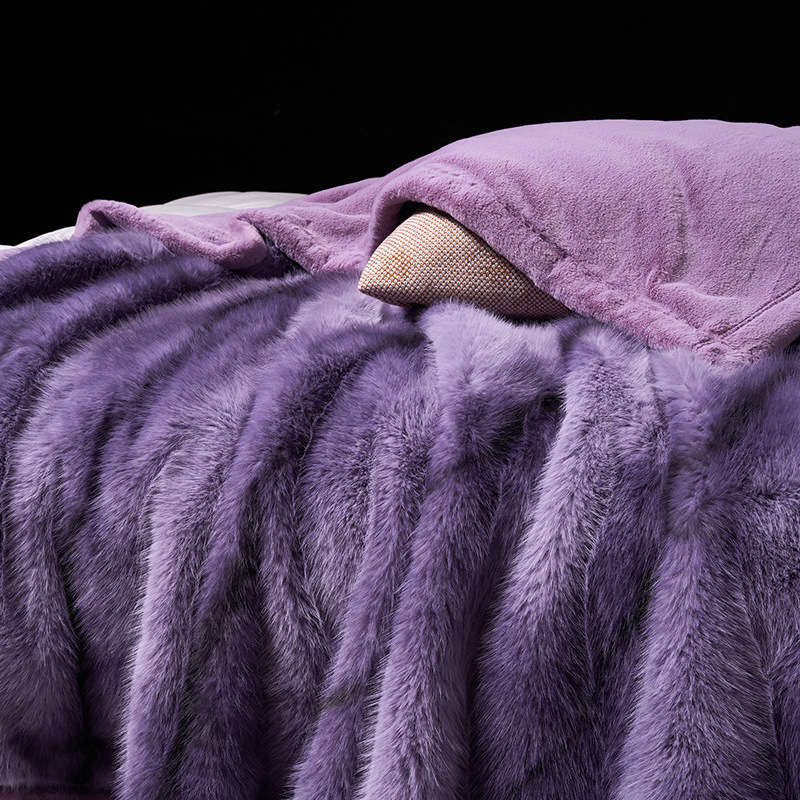 Poliesterio antklodė su imitacija kailio, dryžių raštas, svoris iki 300 g, žiemai, prekės ženklas Poetry xiao yue silk