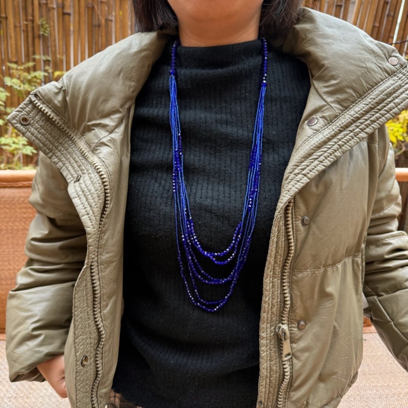 Colier cu mărgele de cristal și pandantiv cu ciucuri, lanț cu mai multe rânduri din mărgele, cristal artificial