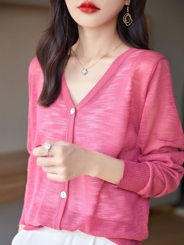 Sieviešu lina kardigans ar brīvā piegriezuma, garas piedurknes, plāns audums, parasts garums (50–65 cm)