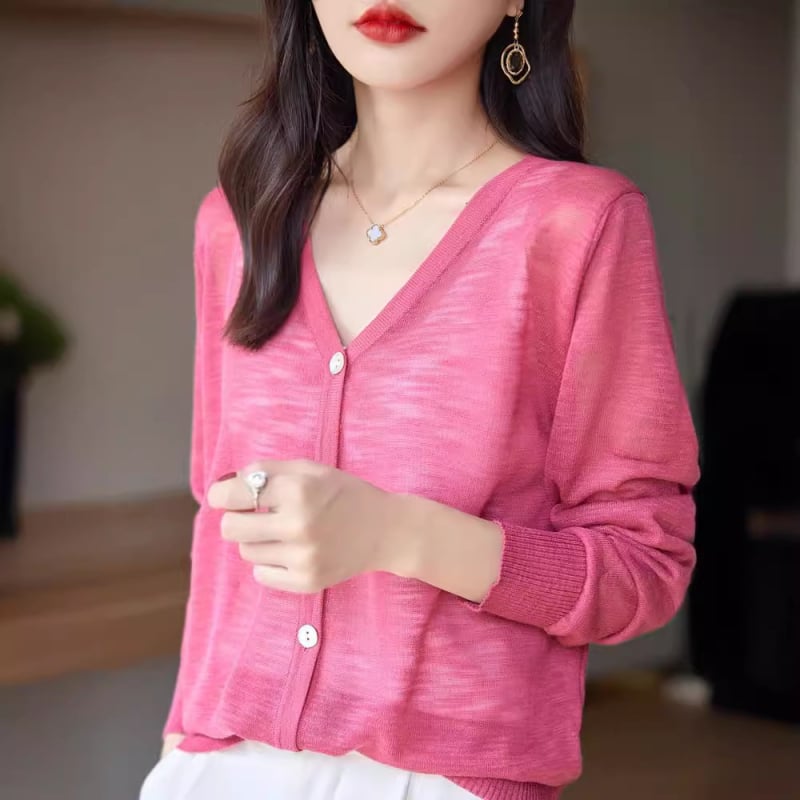 Sieviešu lina kardigans ar brīvā piegriezuma, garas piedurknes, plāns audums, parasts garums (50–65 cm)