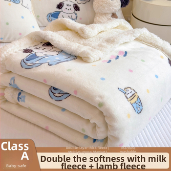 Dvigubo pusės storas žieminis šilkinis pledas biurui ir sofai, animacinis raštas, pritaikomas