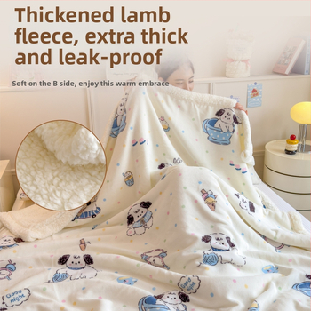 Dvigubo pusės storas žieminis šilkinis pledas biurui ir sofai, animacinis raštas, pritaikomas