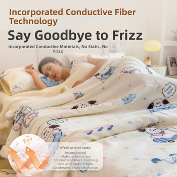 Dvigubo pusės storas žieminis šilkinis pledas biurui ir sofai, animacinis raštas, pritaikomas