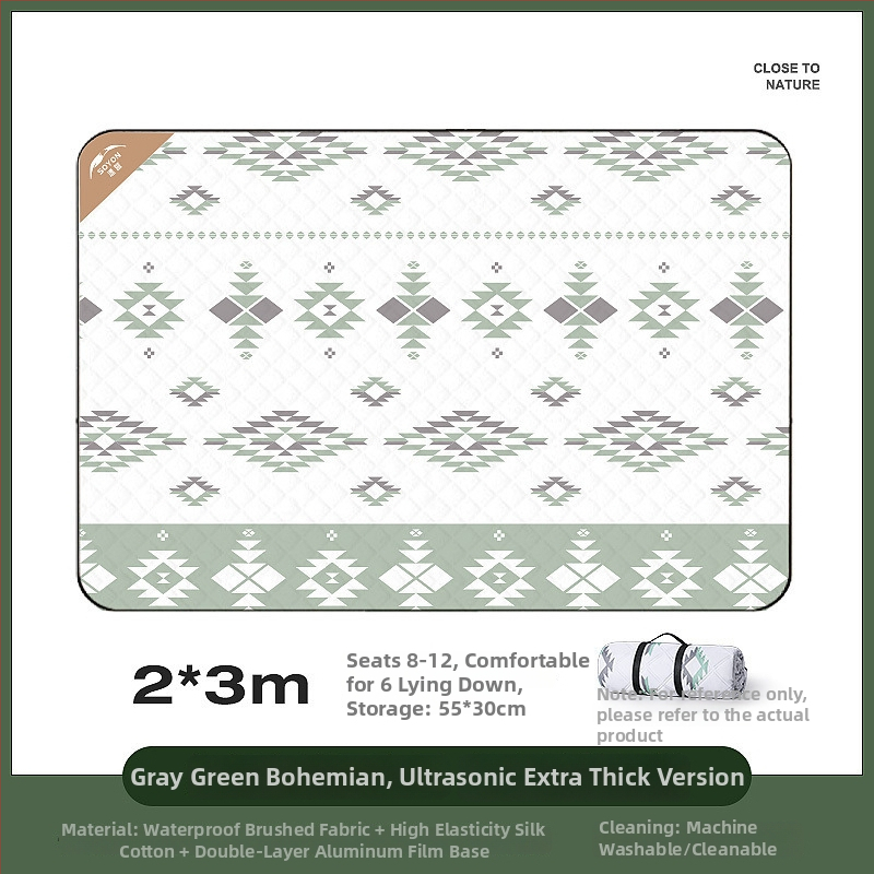 Vanjska debela kamping podloga – protuklizna i vodootporna, sklopiva; materijal: poliester vlakno; pogodno za 4–6 osoba