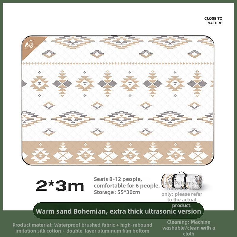 Vanjska debela kamping podloga – protuklizna i vodootporna, sklopiva; materijal: poliester vlakno; pogodno za 4–6 osoba