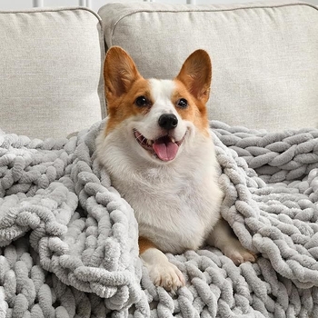 Rankų mezgimo Chenille pledas namų dekorui - dryžių raštas, poliesteris, 250–3000 g, pavasaris ir ruduo, 2–5% susitraukimas