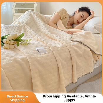 Dvigubo sluoksnio poliesterio pledas su vafliniu veliūru, geometrinis raštas, pavasariui ir rudeniui