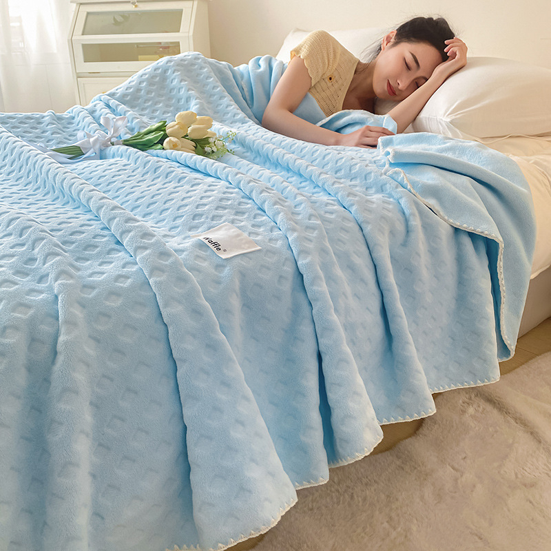 Dvigubo sluoksnio poliesterio pledas su vafliniu veliūru, geometrinis raštas, pavasariui ir rudeniui