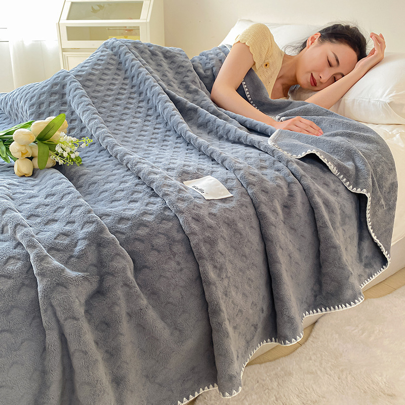 Dvigubo sluoksnio poliesterio pledas su vafliniu veliūru, geometrinis raštas, pavasariui ir rudeniui