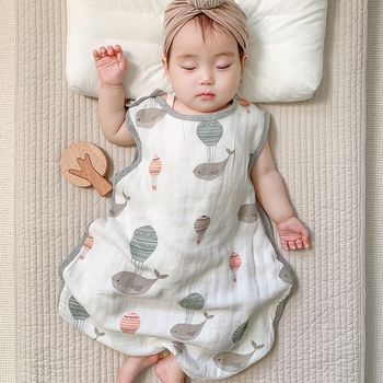 Sac de dormit pentru bebeluți, în stil vestă, din bambus-cotton gază, patru straturi, căptușeală lavabilă, pentru copii 0–6 ani, respirabil și care absoarbe umezeala