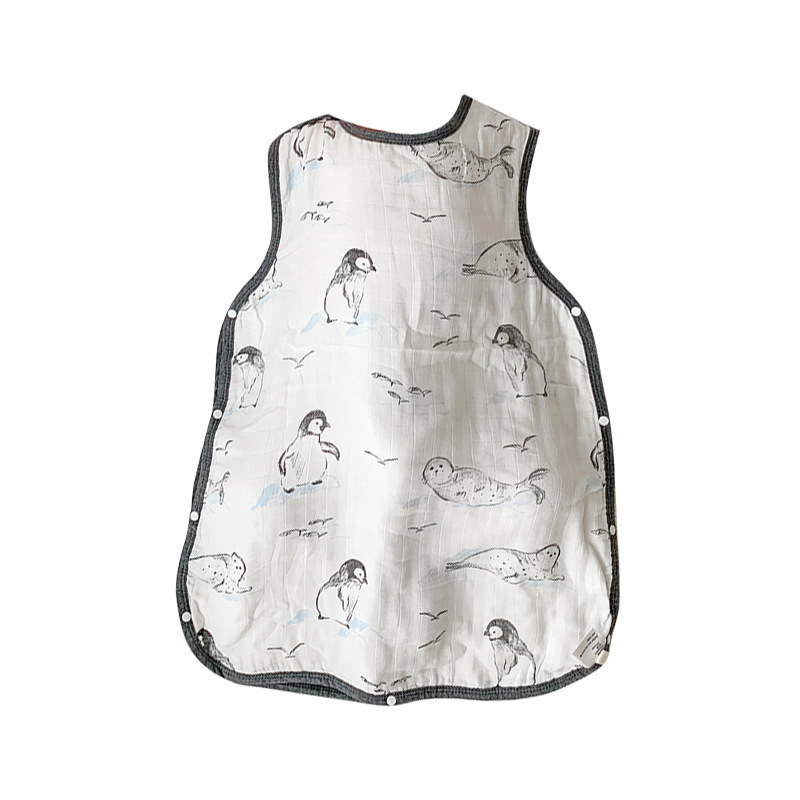 Sac de dormit pentru bebeluți, în stil vestă, din bambus-cotton gază, patru straturi, căptușeală lavabilă, pentru copii 0–6 ani, respirabil și care absoarbe umezeala