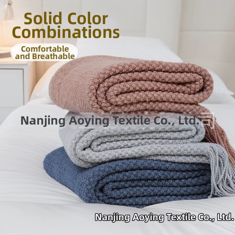 Šiaurietiškas minimalistinis burbulinis megztinis pledas - akrilas, 500–799 g, šiuolaikiškai paprastas stilius, pavasaris ir ruduo, pritaikomas