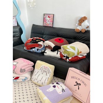 Pusvelūrinis megztas pledas sofai – poliesteris, 3000 g, pavasaris ir ruduo, animacijos raštas, paprastas stilius