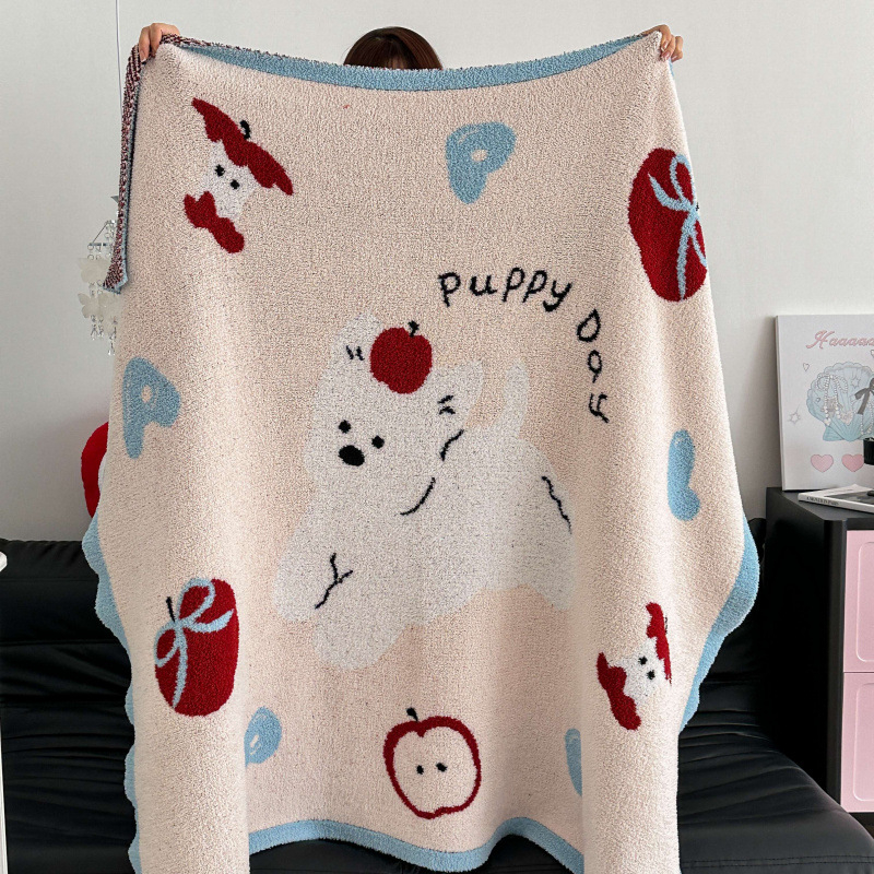 Pusvelūrinis megztas pledas sofai – poliesteris, 3000 g, pavasaris ir ruduo, animacijos raštas, paprastas stilius