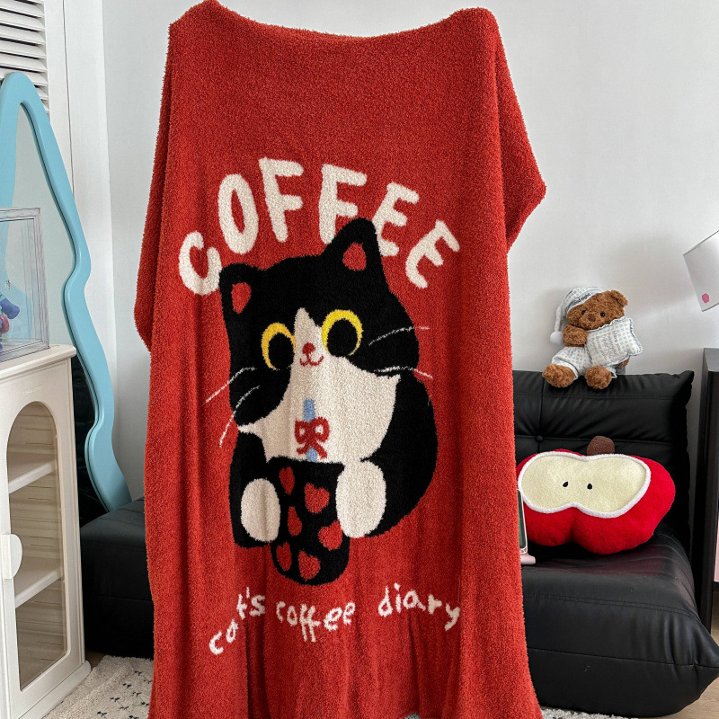 Pusvelūrinis megztas pledas sofai – poliesteris, 3000 g, pavasaris ir ruduo, animacijos raštas, paprastas stilius
