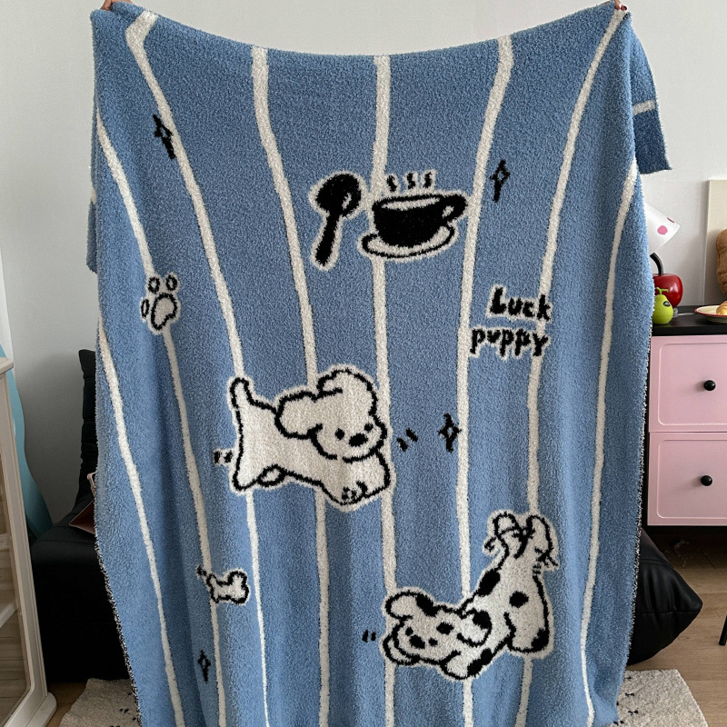 Pusvelūrinis megztas pledas sofai – poliesteris, 3000 g, pavasaris ir ruduo, animacijos raštas, paprastas stilius