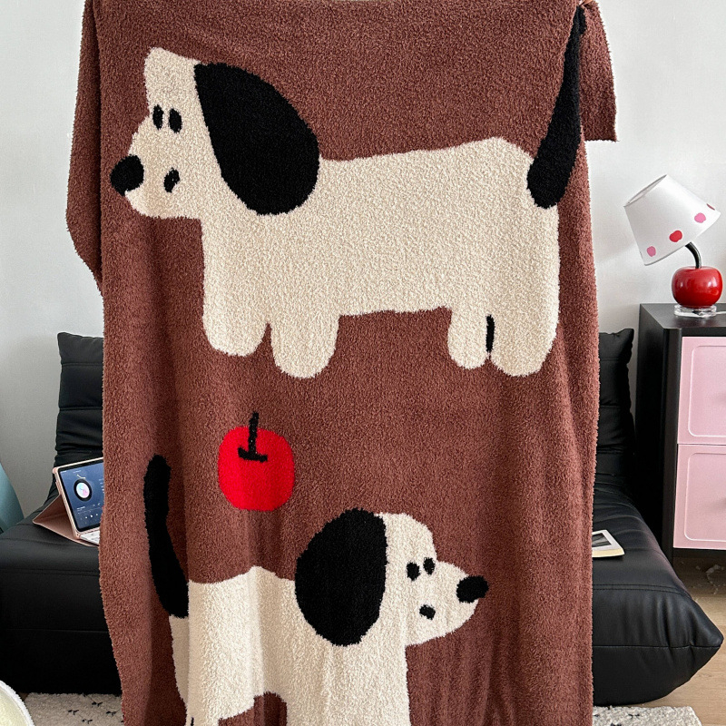 Pusvelūrinis megztas pledas sofai – poliesteris, 3000 g, pavasaris ir ruduo, animacijos raštas, paprastas stilius