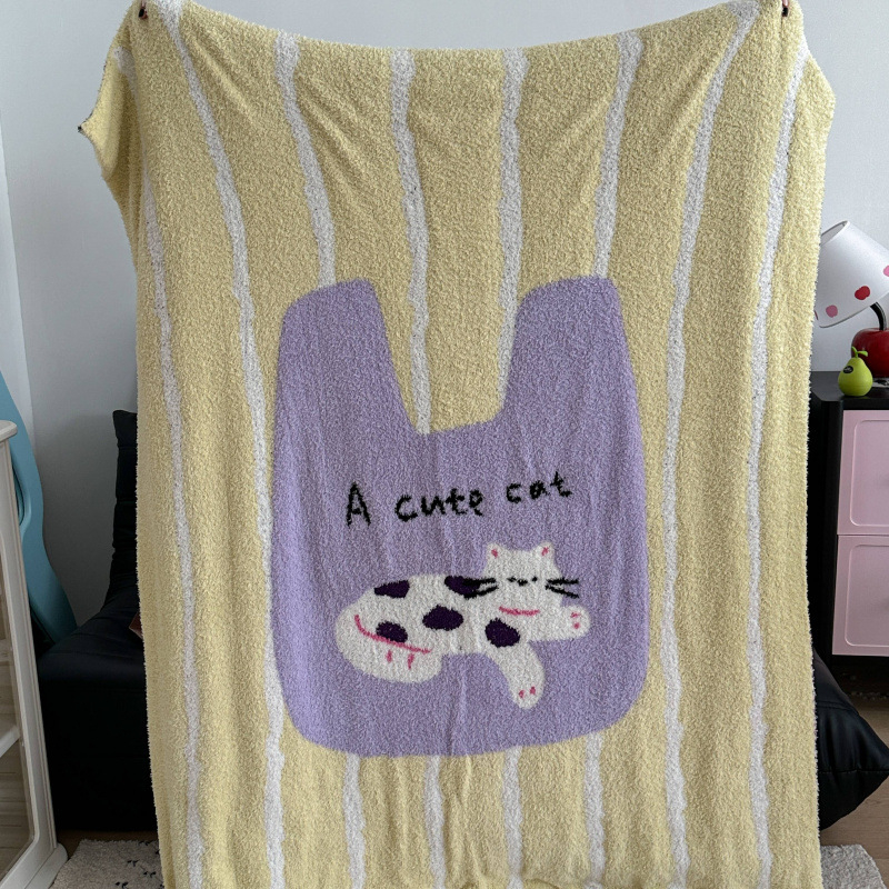Pusvelūrinis megztas pledas sofai – poliesteris, 3000 g, pavasaris ir ruduo, animacijos raštas, paprastas stilius
