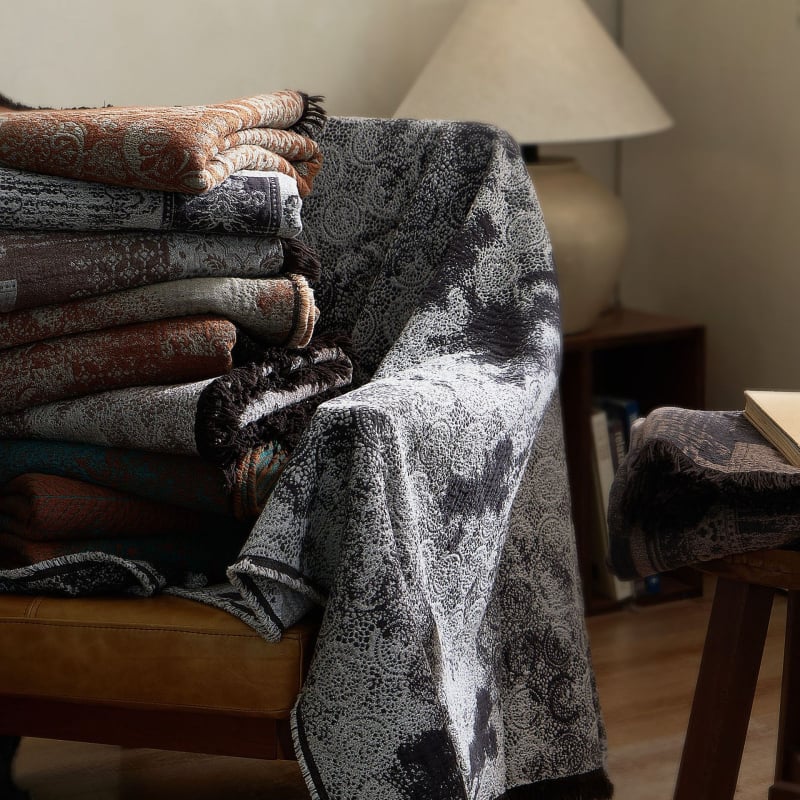 Skandinaviškas retro pledas iš medvilnės, gėlių raštas, 1500–1999 g, visiems metų laikams, prieinamas luksas