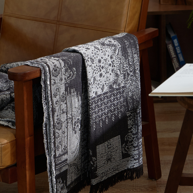 Skandinaviškas retro pledas iš medvilnės, gėlių raštas, 1500–1999 g, visiems metų laikams, prieinamas luksas