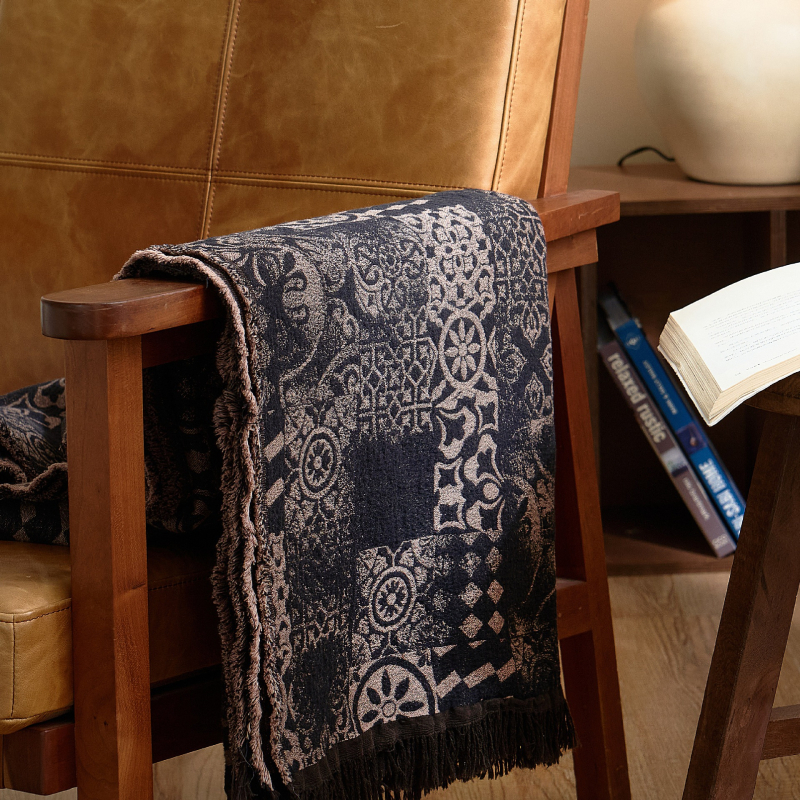 Skandinaviškas retro pledas iš medvilnės, gėlių raštas, 1500–1999 g, visiems metų laikams, prieinamas luksas