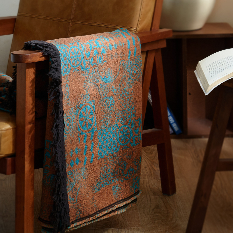 Skandinaviškas retro pledas iš medvilnės, gėlių raštas, 1500–1999 g, visiems metų laikams, prieinamas luksas