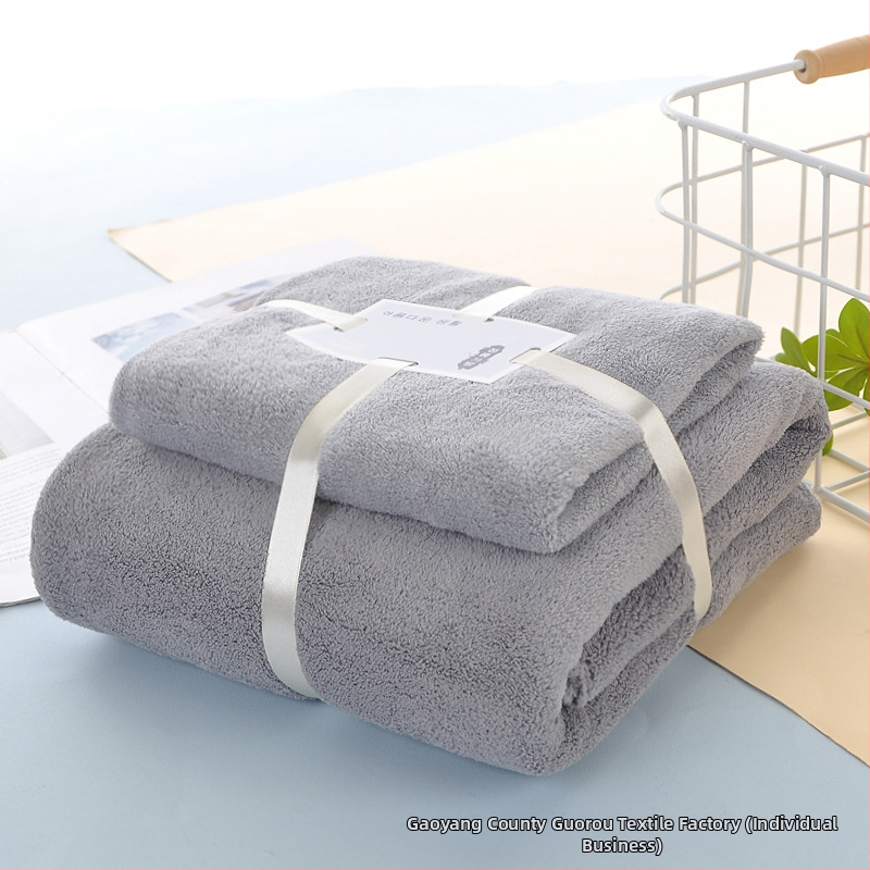 Dušas dvieļu komplekts ar korāla flīsu malu | 360 g/m², vājš griežams pavedums, vienkāršs audums, logotipa drukāšana pieejama