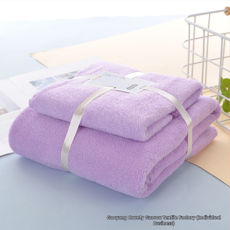 Dušas dvieļu komplekts ar korāla flīsu malu | 360 g/m², vājš griežams pavedums, vienkāršs audums, logotipa drukāšana pieejama