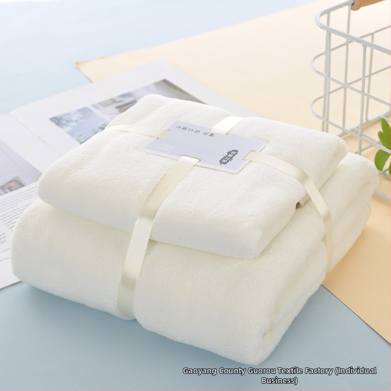 Dušas dvieļu komplekts ar korāla flīsu malu | 360 g/m², vājš griežams pavedums, vienkāršs audums, logotipa drukāšana pieejama