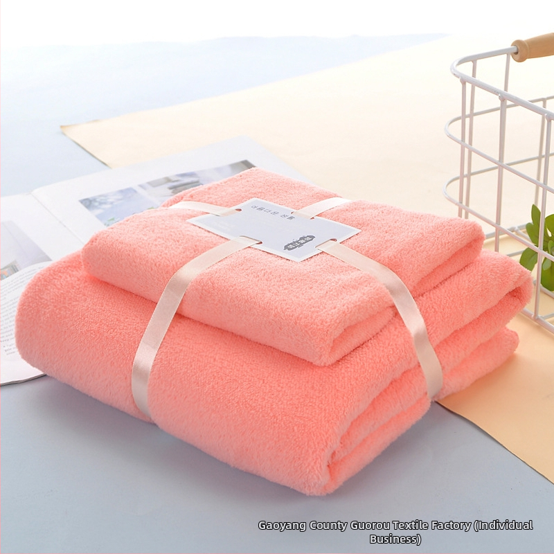 Dušas dvieļu komplekts ar korāla flīsu malu | 360 g/m², vājš griežams pavedums, vienkāršs audums, logotipa drukāšana pieejama