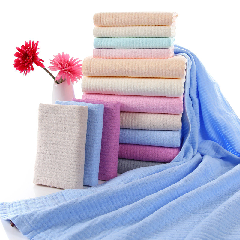 Vannas dvielis no tīras kokvilnas gāzes auduma, 32s diegi, svars 200–300 g, pielāgota apstrāde