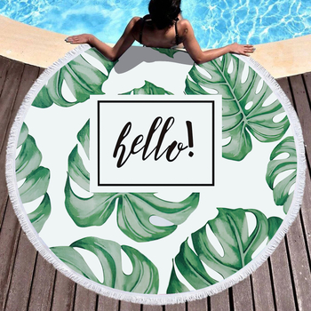 Kör alakú strandtörölköző - mikroszálas, nedvszívó, puha, hordozható, tassel nyomtatott mintával - 170–200 g/m², 120D szál