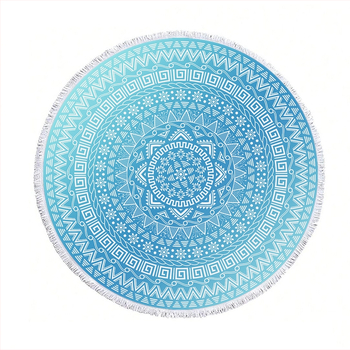 Kör alakú strandtörölköző - mikroszálas, nedvszívó, puha, hordozható, tassel nyomtatott mintával - 170–200 g/m², 120D szál