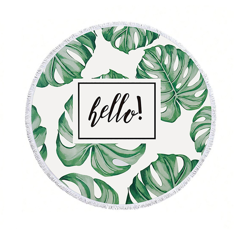 Kör alakú strandtörölköző - mikroszálas, nedvszívó, puha, hordozható, tassel nyomtatott mintával - 170–200 g/m², 120D szál