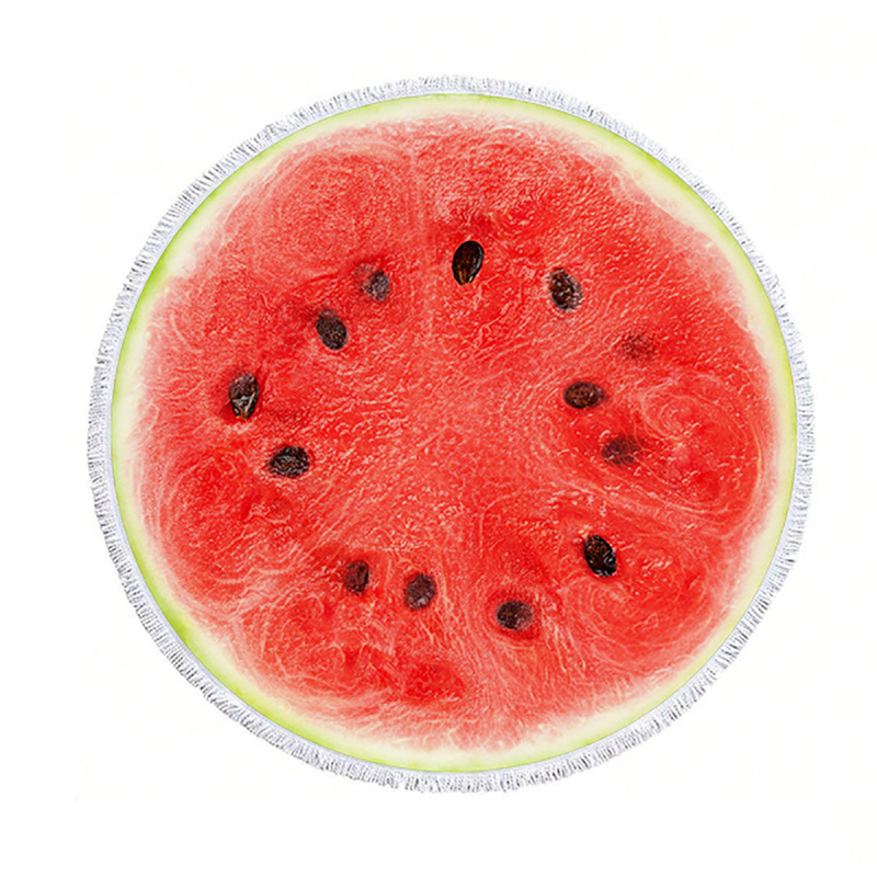 Kör alakú strandtörölköző - mikroszálas, nedvszívó, puha, hordozható, tassel nyomtatott mintával - 170–200 g/m², 120D szál