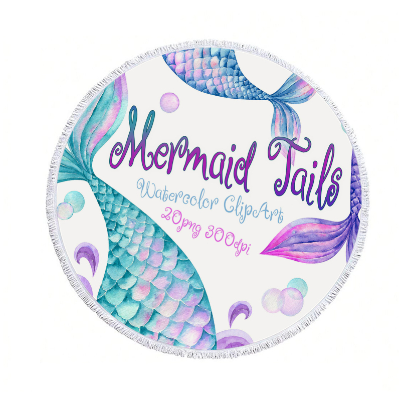 Kör alakú strandtörölköző - mikroszálas, nedvszívó, puha, hordozható, tassel nyomtatott mintával - 170–200 g/m², 120D szál