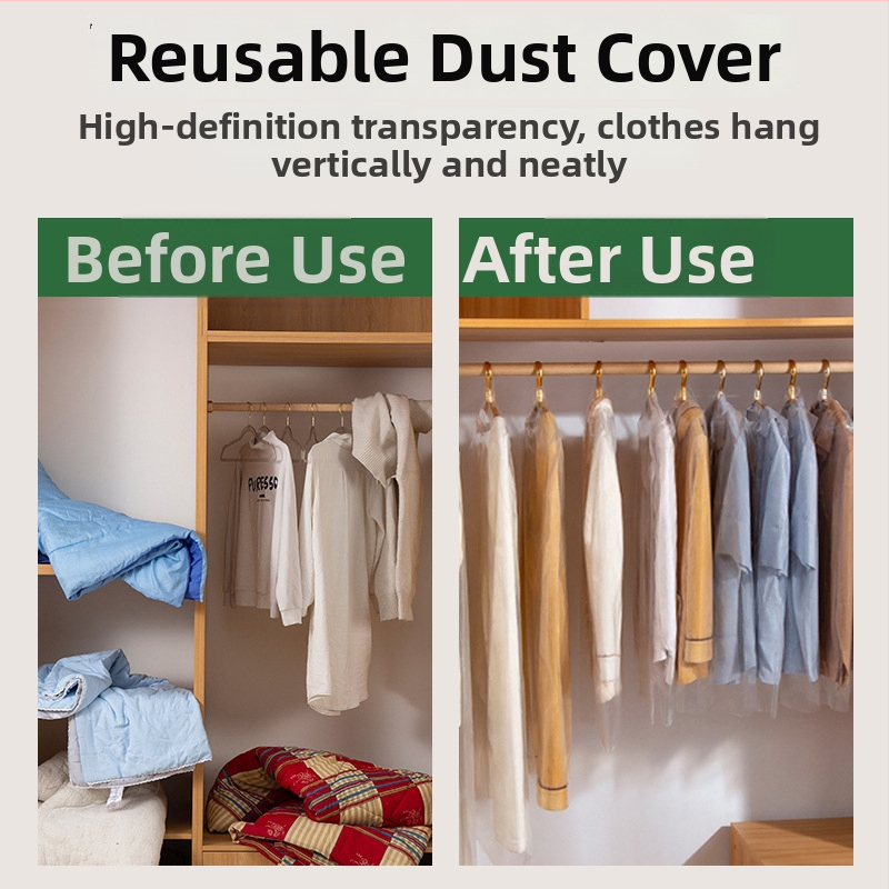 Caurspīdīgs plastmasas apģērbu uzglabāšanas maisiņš – putekļu un mitruma aizsardzība jaciņām, mēteļiem un vējjakiem