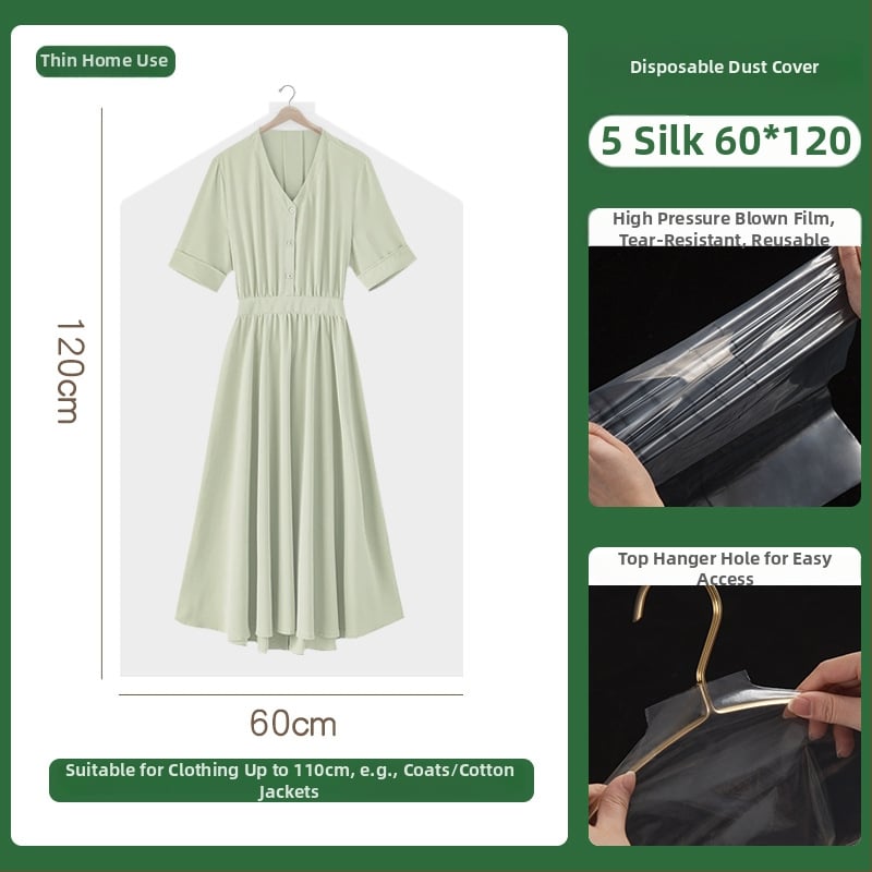 Caurspīdīgs plastmasas apģērbu uzglabāšanas maisiņš – putekļu un mitruma aizsardzība jaciņām, mēteļiem un vējjakiem