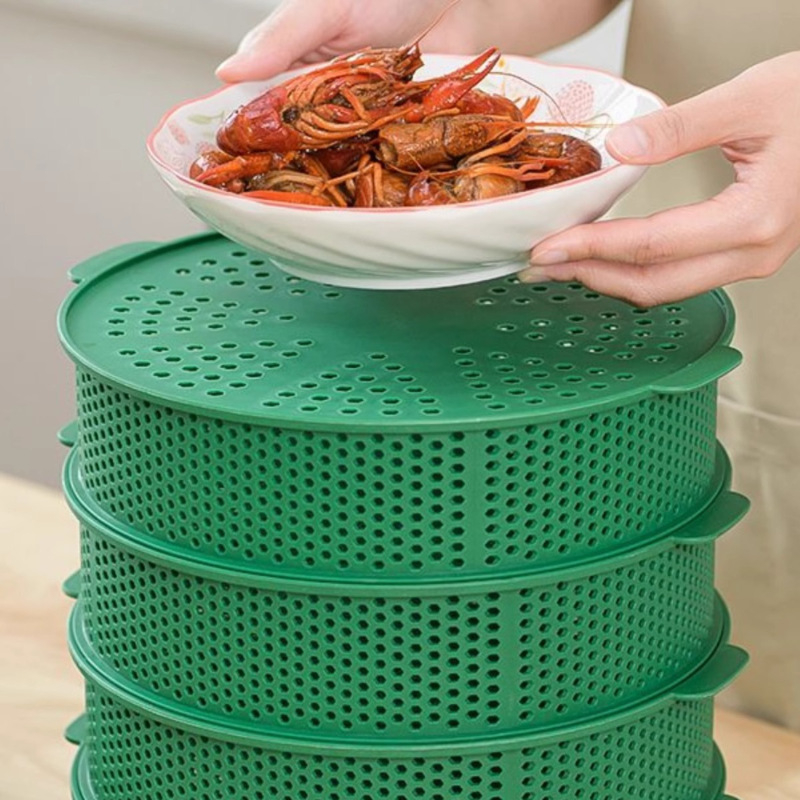 Daugiasluoksnis plastikinis patiekalų dangtelis likusiems – dulkių apsauga, maisto apsauga, namų stalo naudojimui