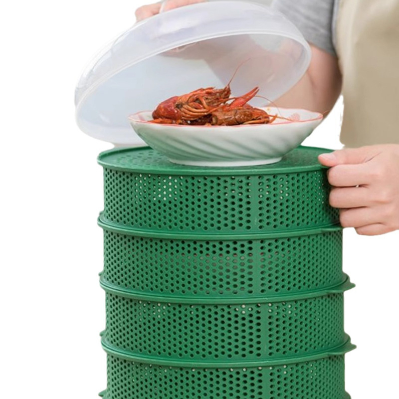 Daugiasluoksnis plastikinis patiekalų dangtelis likusiems – dulkių apsauga, maisto apsauga, namų stalo naudojimui