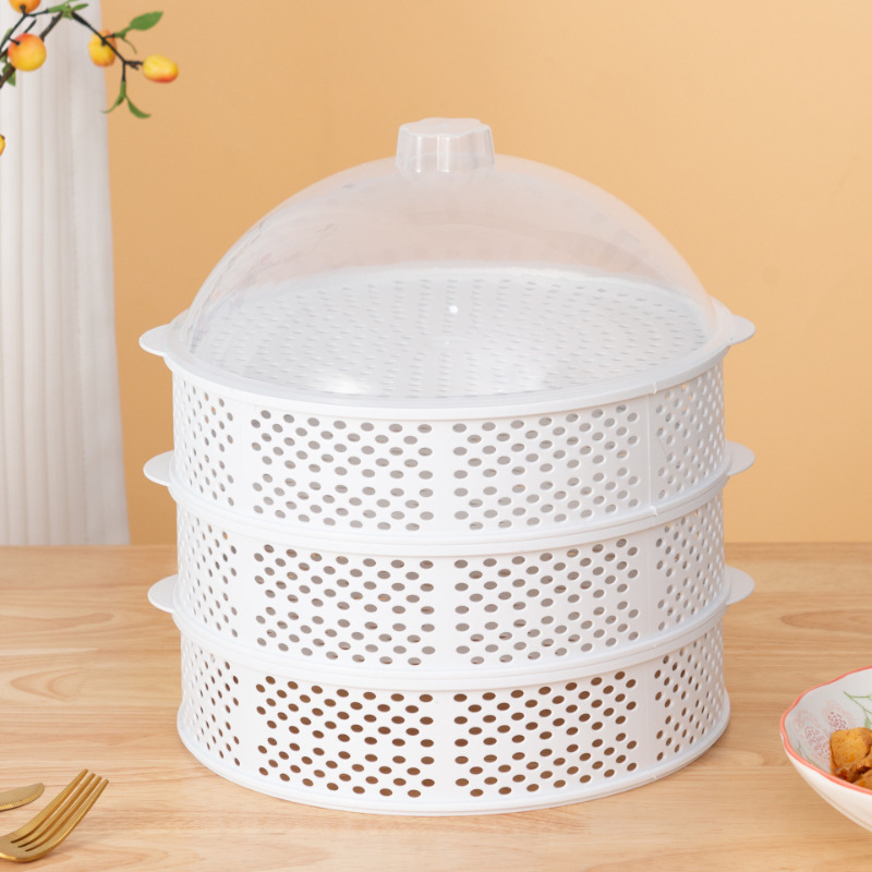 Daugiasluoksnis plastikinis patiekalų dangtelis likusiems – dulkių apsauga, maisto apsauga, namų stalo naudojimui