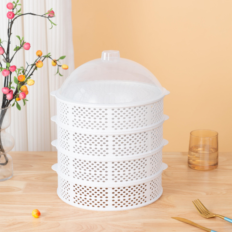 Daugiasluoksnis plastikinis patiekalų dangtelis likusiems – dulkių apsauga, maisto apsauga, namų stalo naudojimui