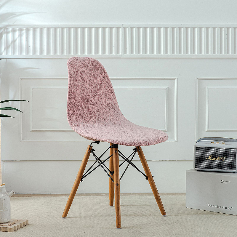 Debeli žakardni navlaka za stolicu u obliku školjke, Eames stil, kućna uporaba, geometrijski uzorak, nordijski stil, protuklizna, otporna na habanje