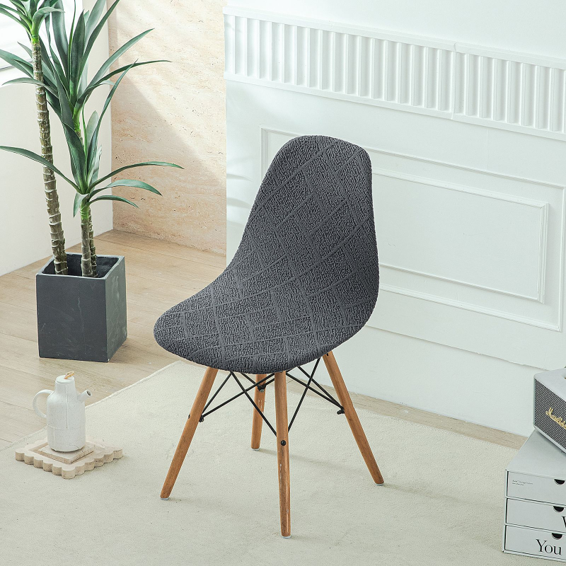 Debeli žakardni navlaka za stolicu u obliku školjke, Eames stil, kućna uporaba, geometrijski uzorak, nordijski stil, protuklizna, otporna na habanje